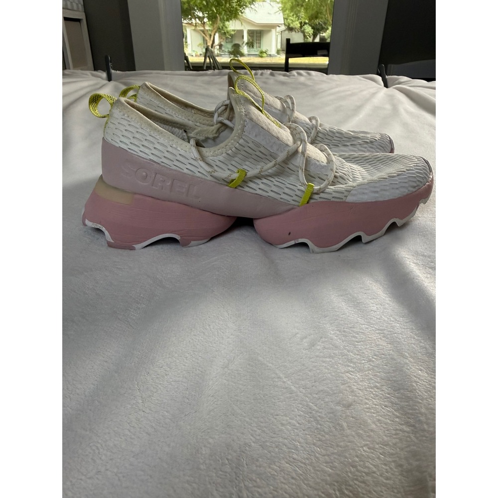 Sorel Kinetic Impact Lace White Pink Yellow Sneakers NL4694-101 Womens 8.5